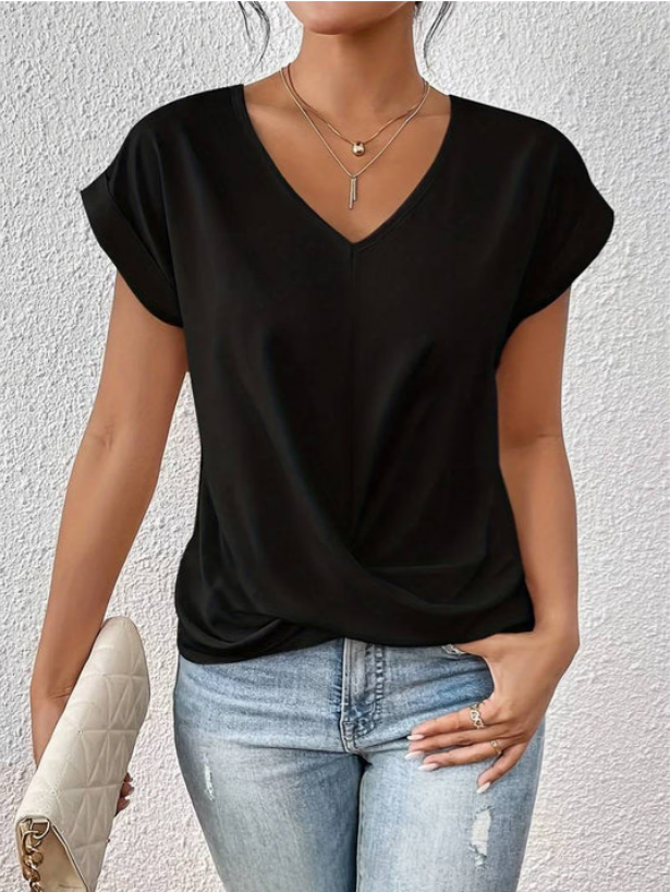 Alana - Camicia drappeggiata con scollo a V da donna