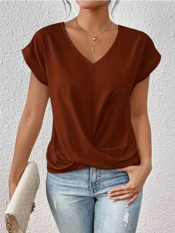 Alana - Women's Draped V-neck Shirt