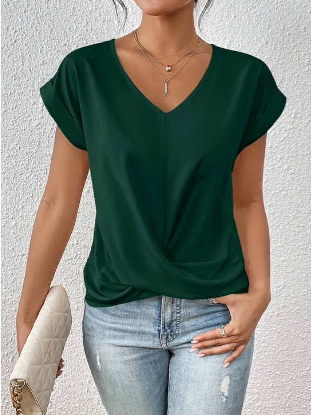 Alana - Camicia drappeggiata con scollo a V da donna