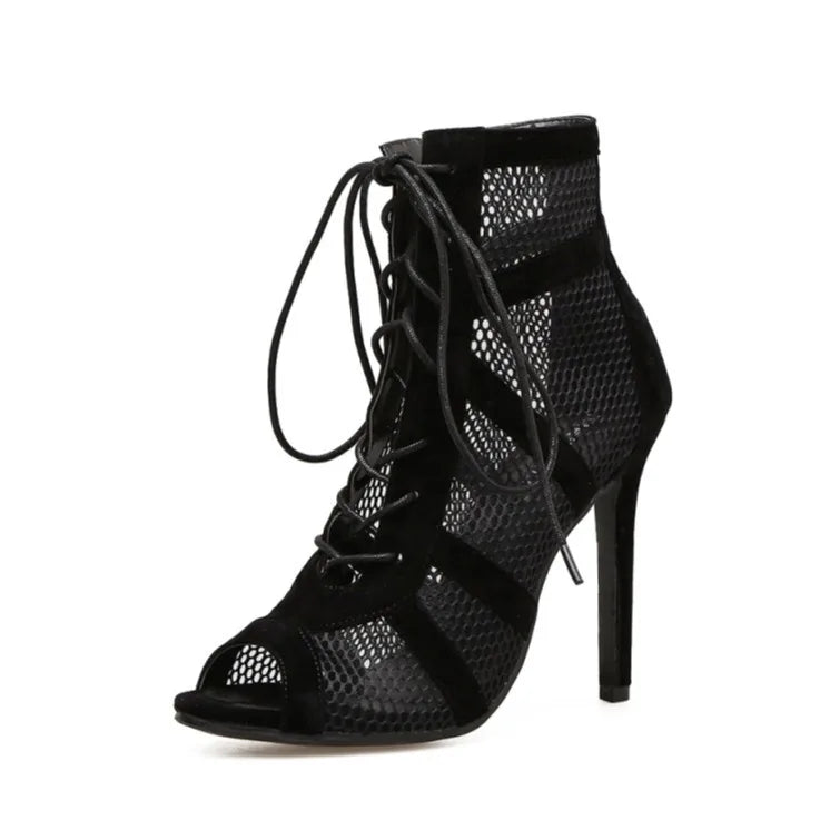 Amara - Women's Lace-Up Mesh Stiletto Sandals