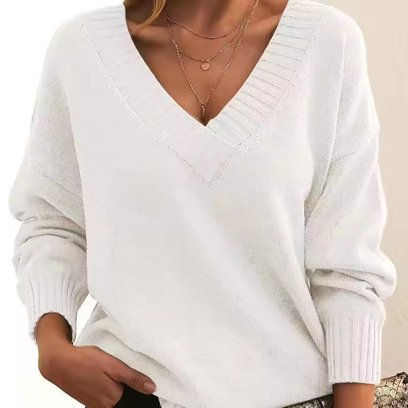Skye - Women's V-Neck Knit Sweater