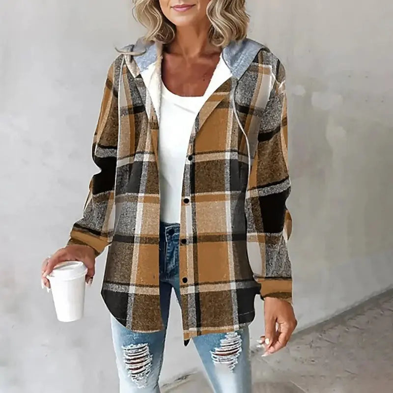 Women's Checked Hooded Shacket