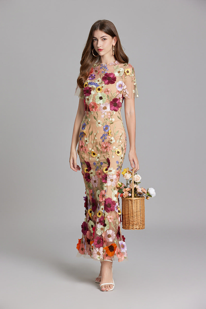 Lisa - Sheer Embroidered Maxi Dress