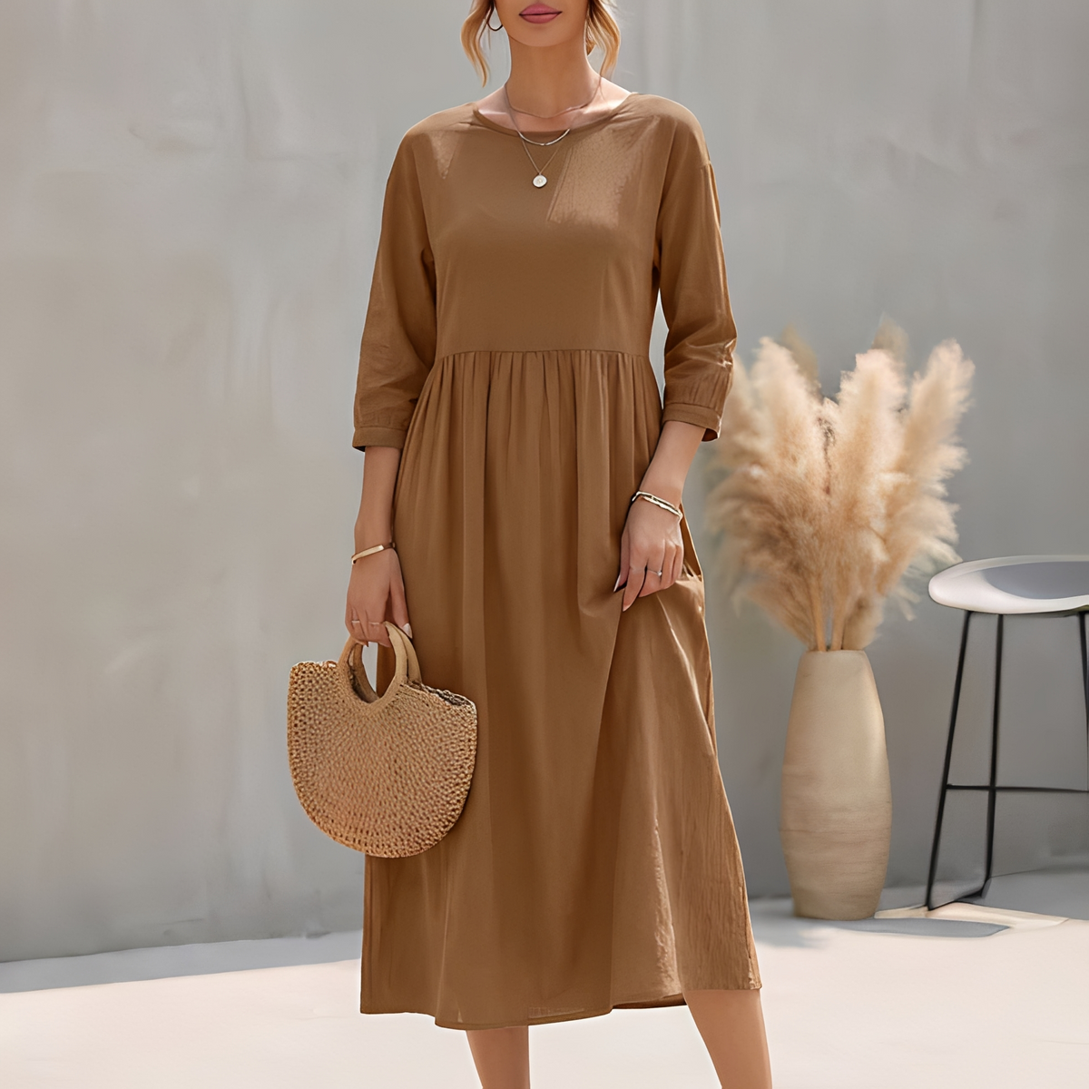 Women's Tiered Maxi Dress with Side Pockets
