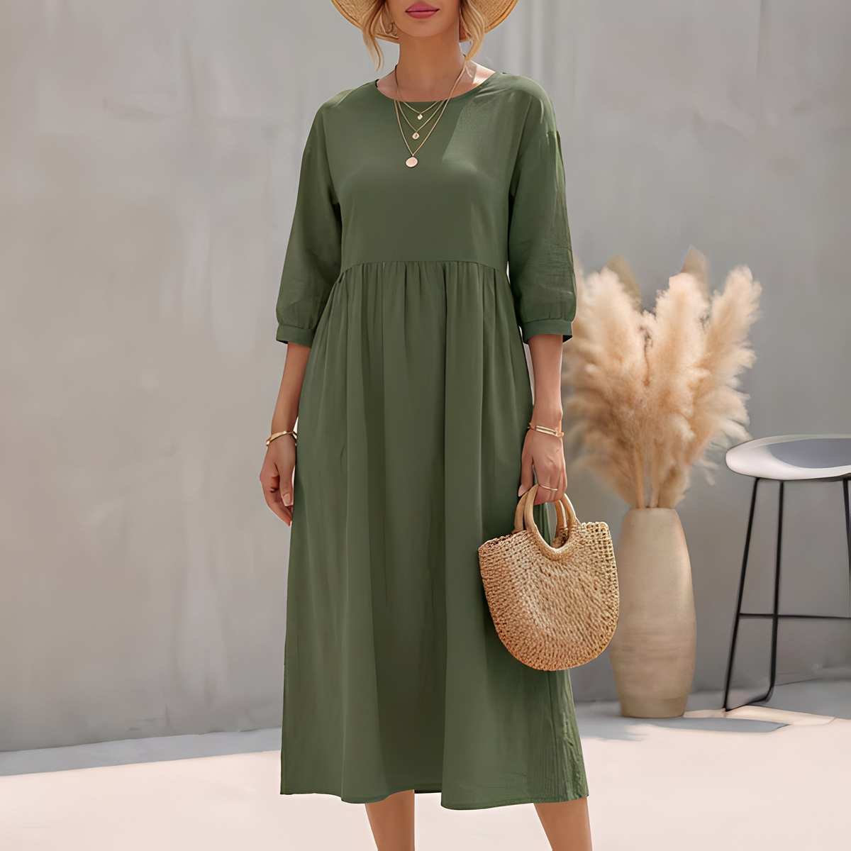 Women's Tiered Maxi Dress with Side Pockets