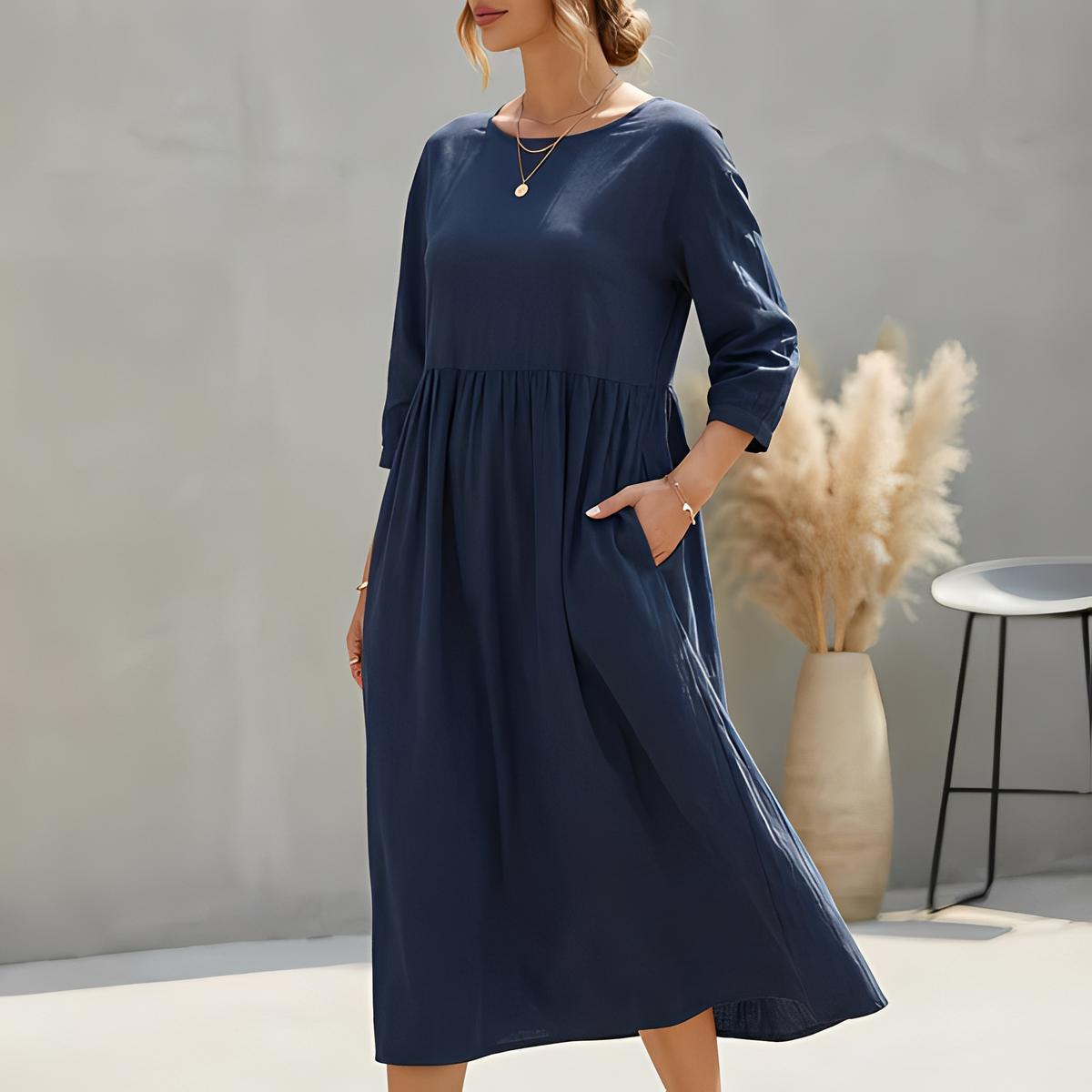 Women's Tiered Maxi Dress with Side Pockets