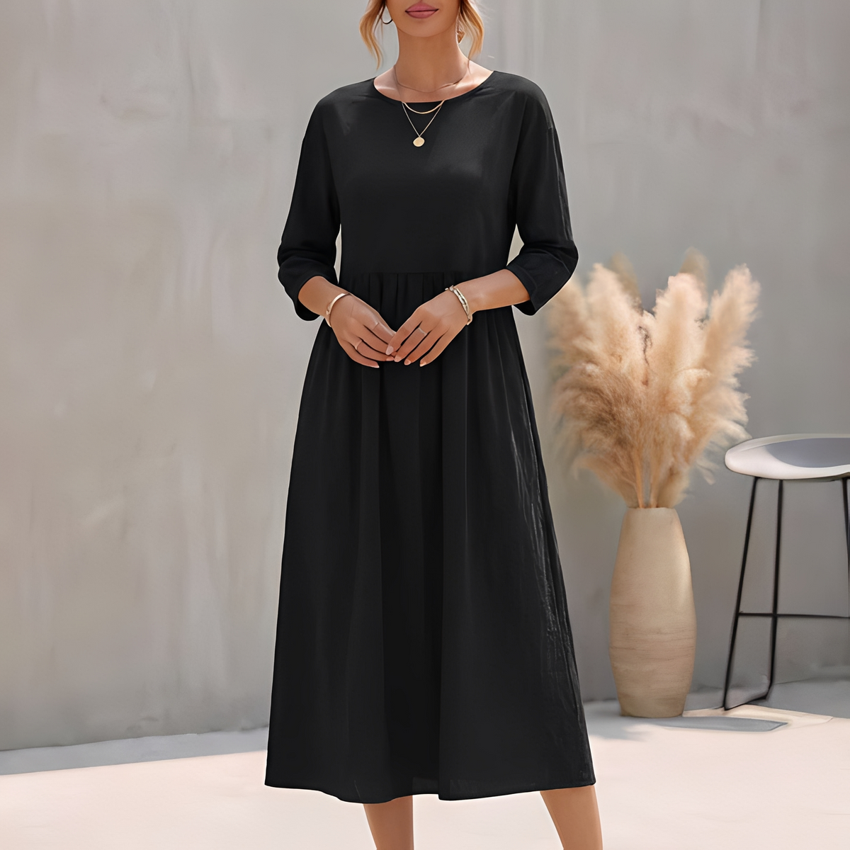 Women's Tiered Maxi Dress with Side Pockets