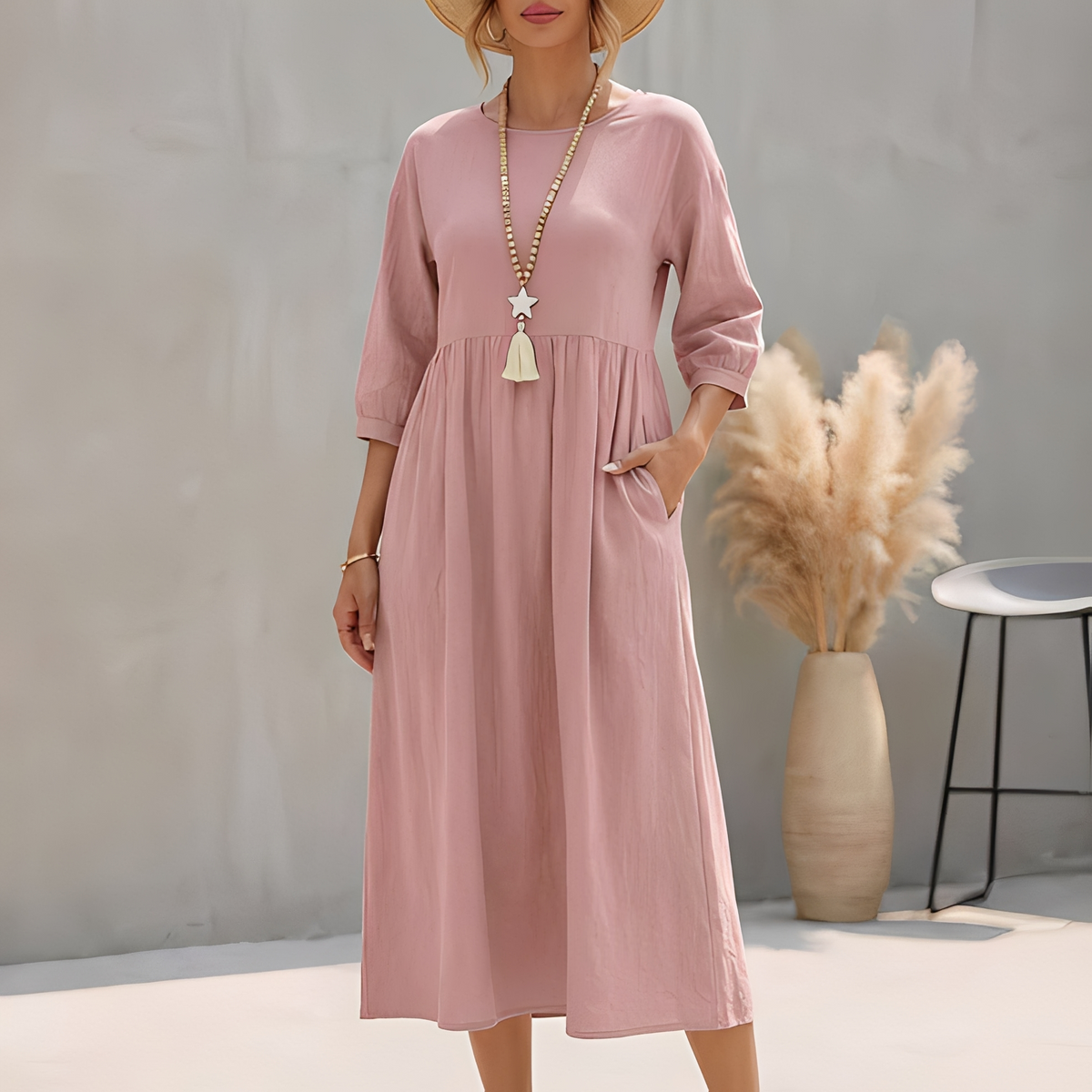Women's Tiered Maxi Dress with Side Pockets