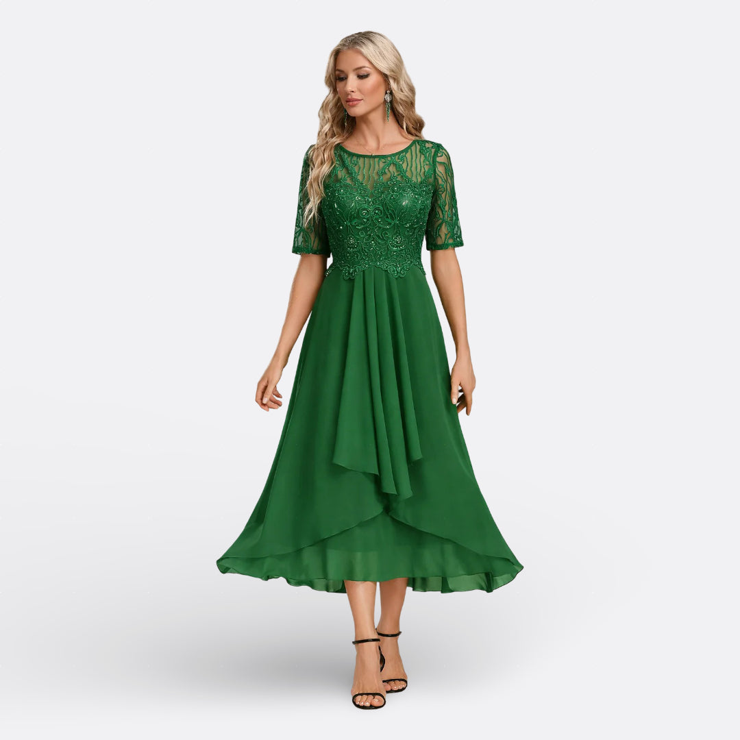 Women's Lace Midi Dress – Green