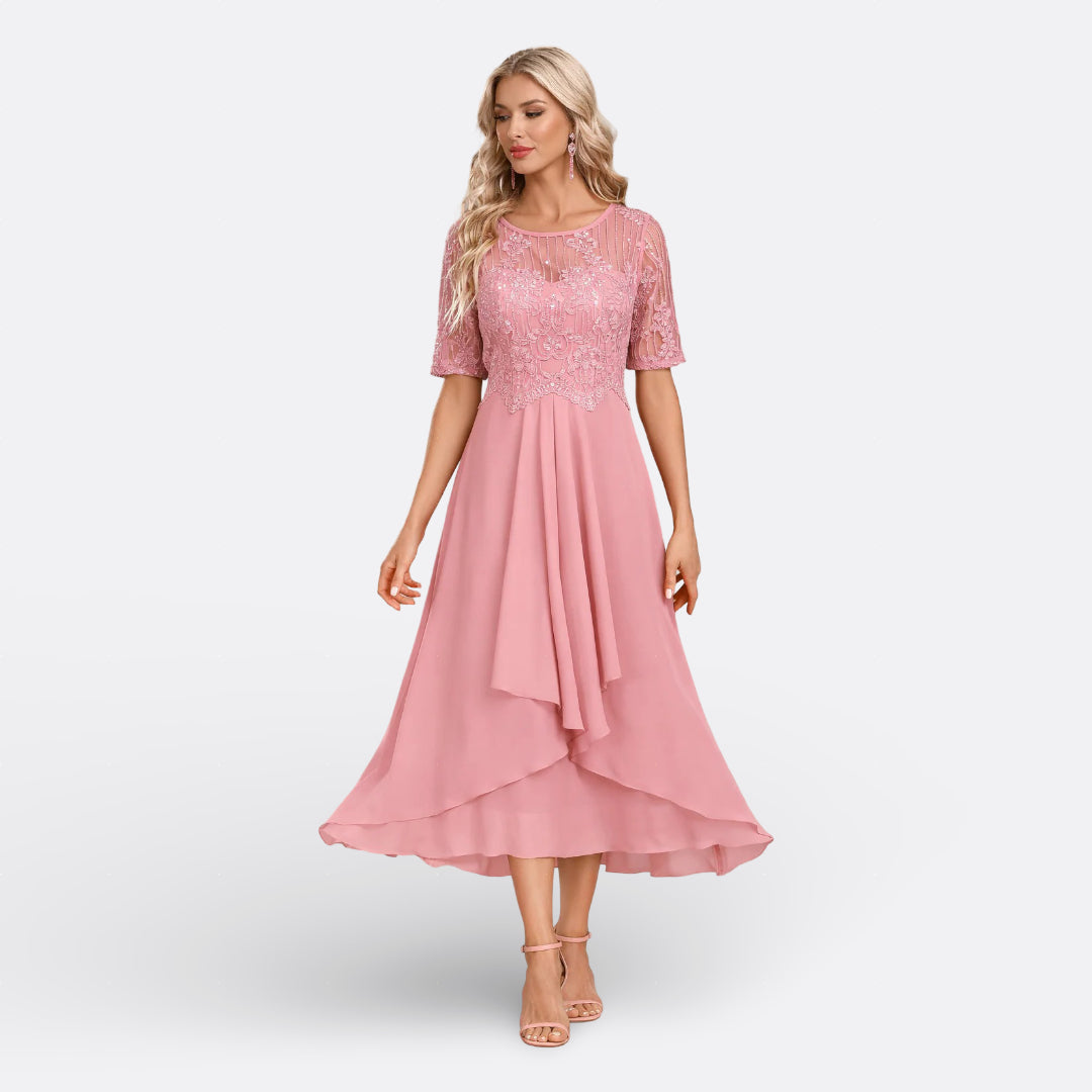Women's Lace Midi Dress – Pink
