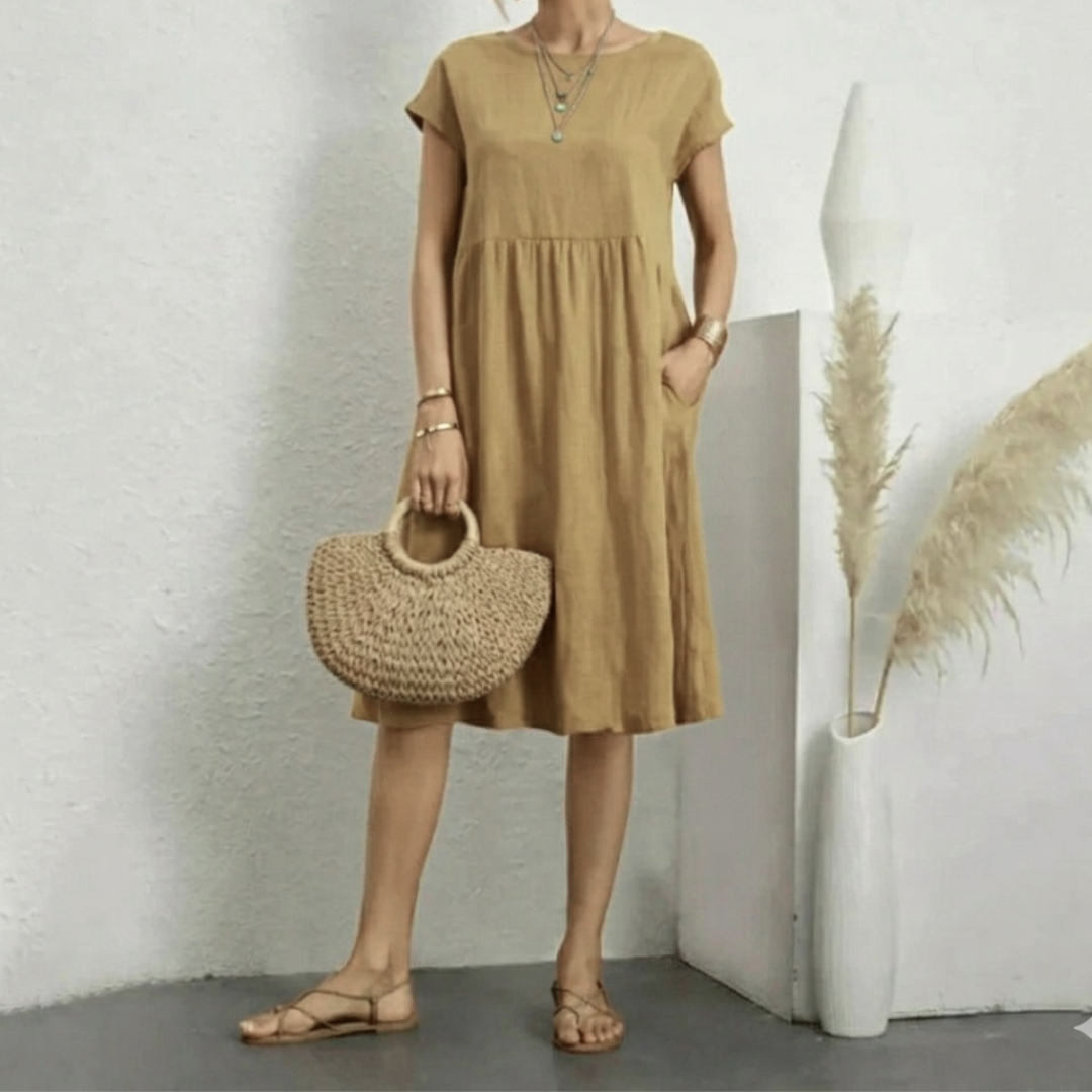 Women's Loose Midi Dress with Pockets
