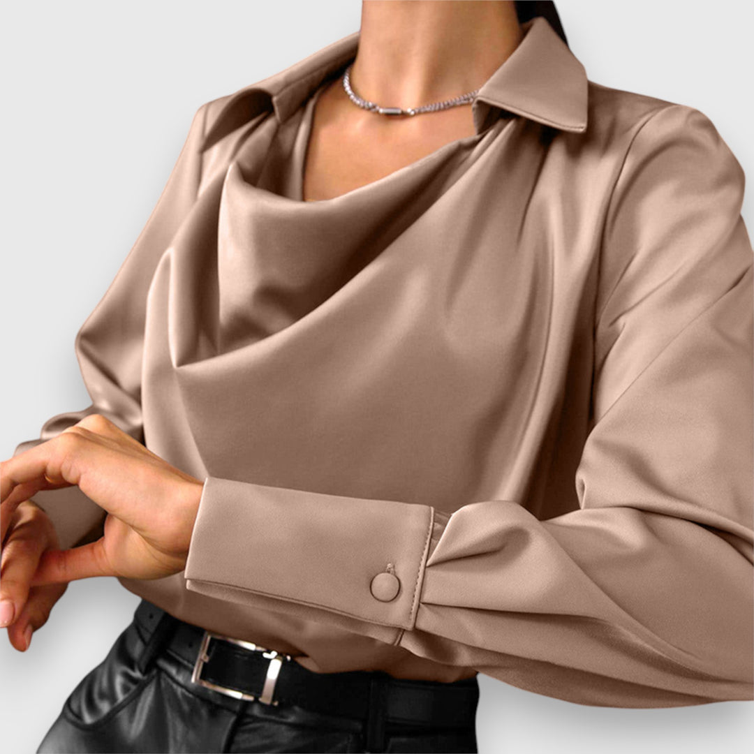 Claudia - Women's Draped Cowl Neck Blouse