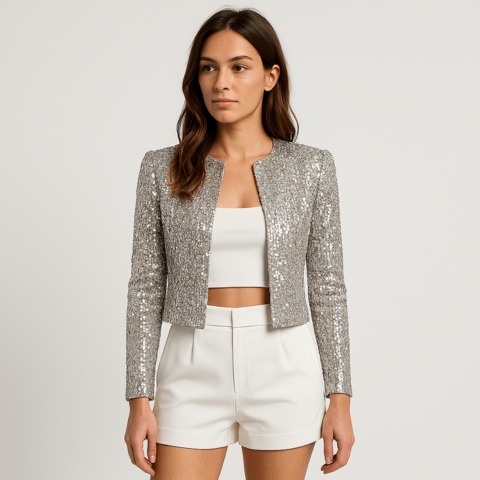 Blazer sartoriale dorato da donna per il lavoro e le serate