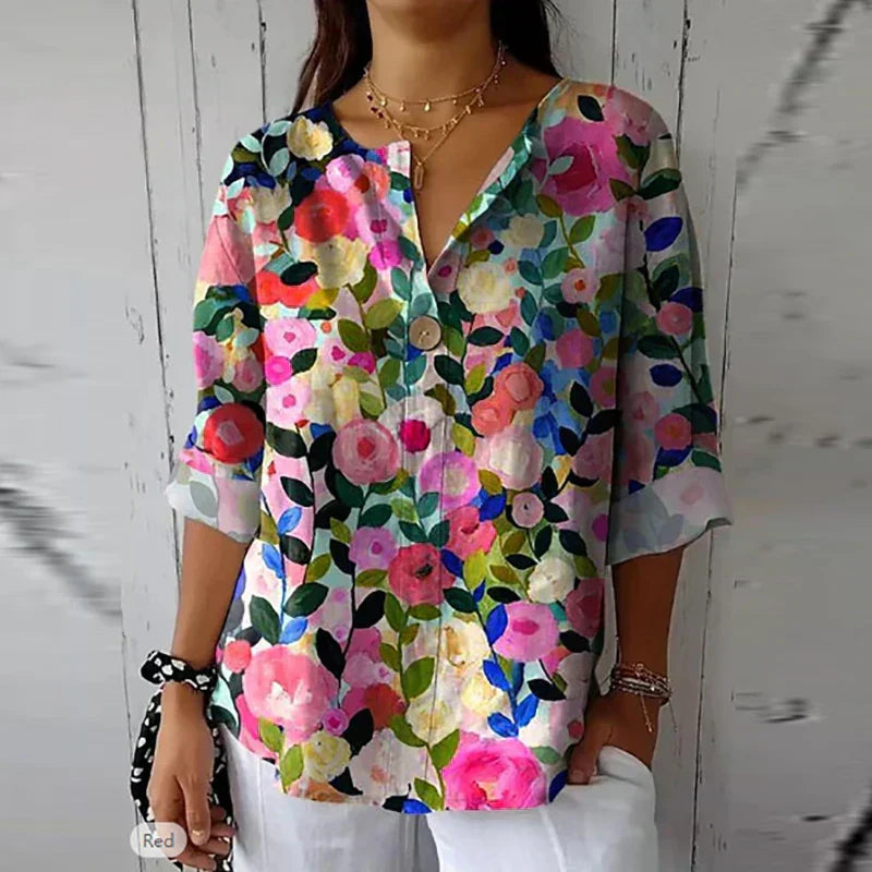 Juno - Women's Floral Print Spring Blouse