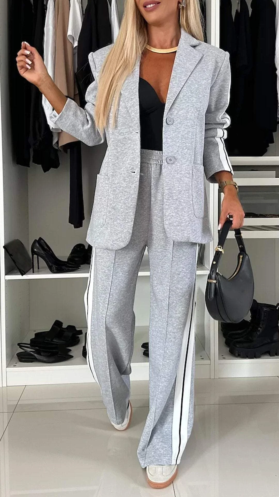 Daphne - Women's Luxe Striped Blazer and Pant Set