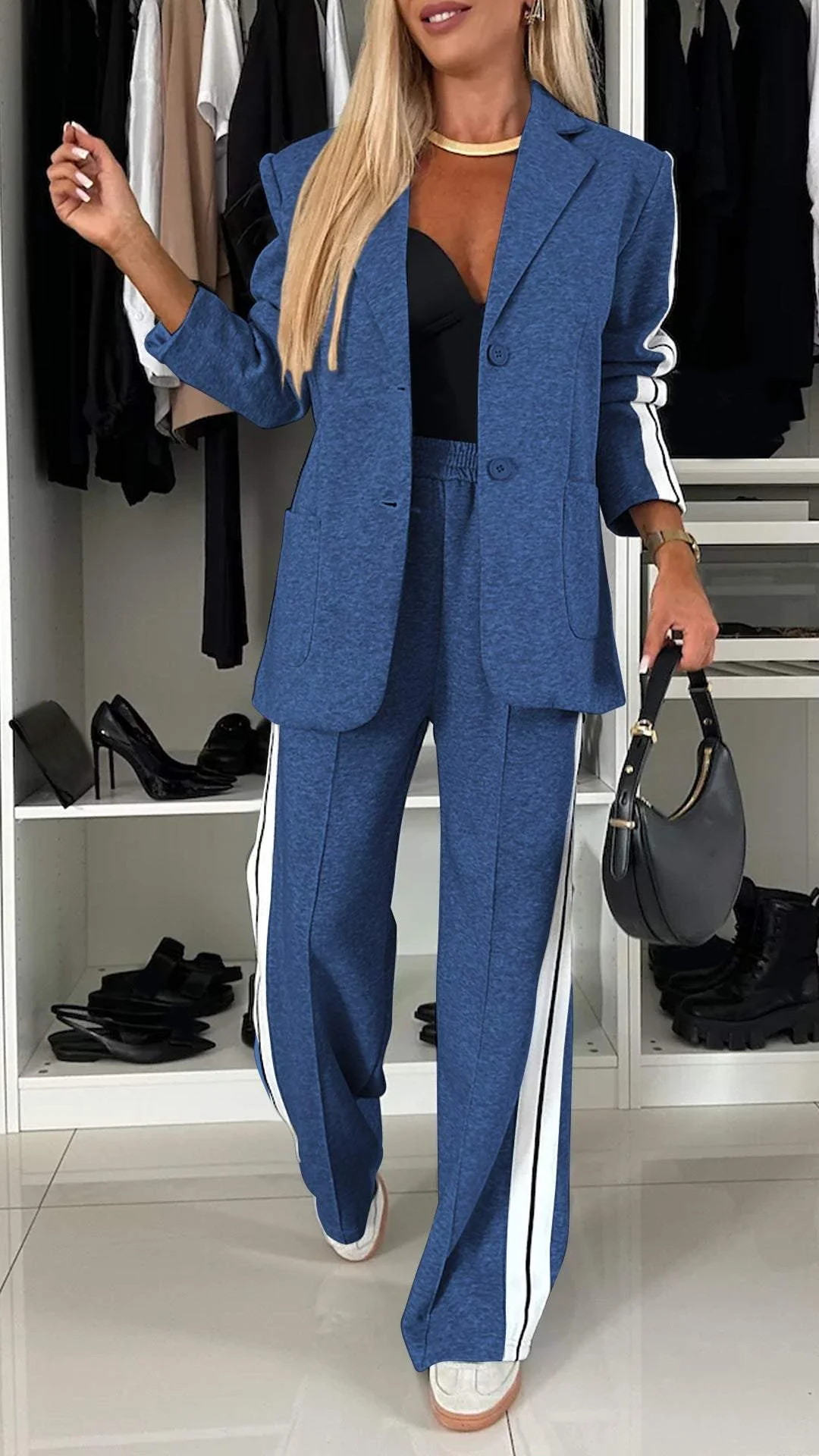 Daphne - Women's Luxe Striped Blazer and Pant Set