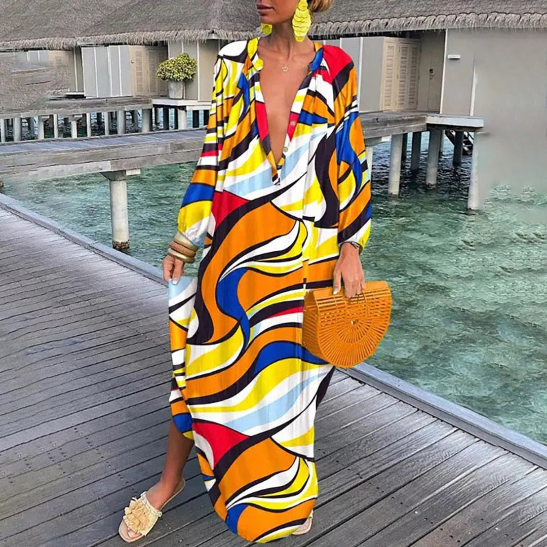 Clarice - Women's Boho Beach Kaftan Dress Flowing Chiffon Resort Wear