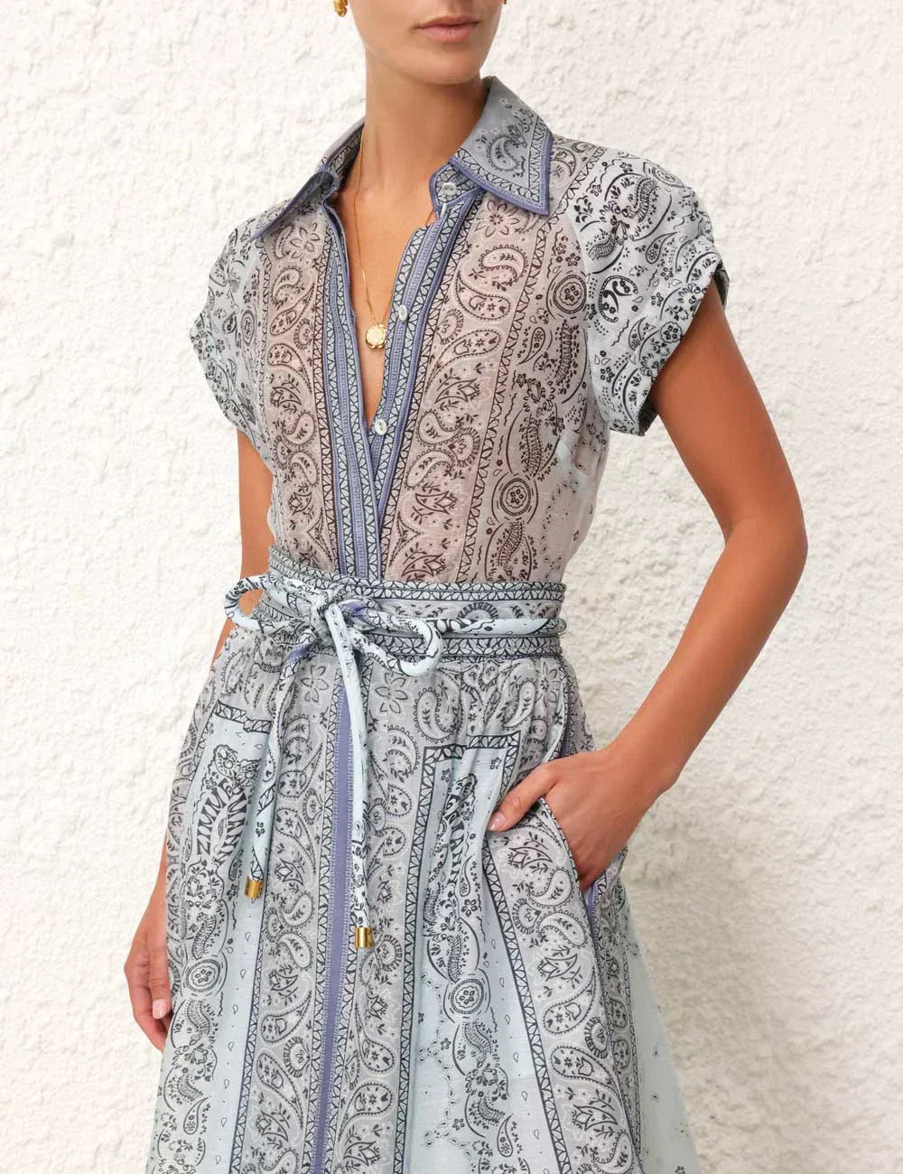 Desiree - Women's Button-Down Belted Maxi Dress