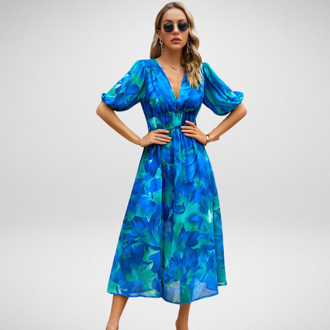 Amelia - Women's V-Neckline Midi Dress