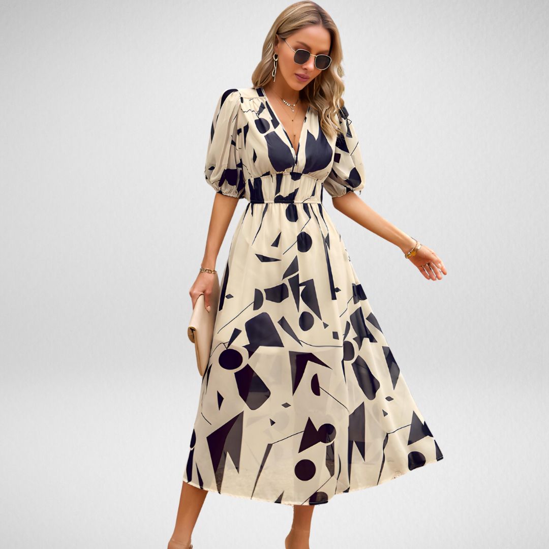 Amelia - Women's V-Neckline Midi Dress