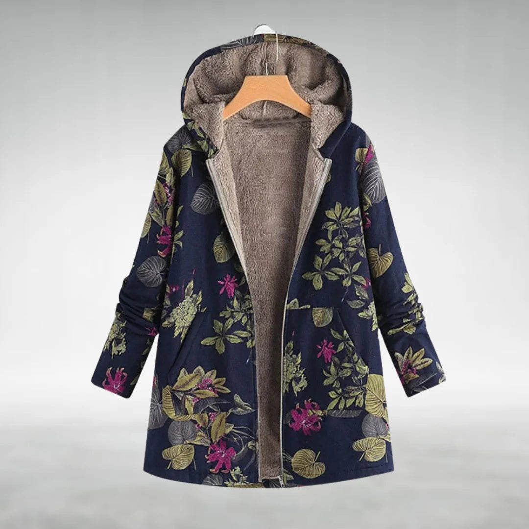 Hazel - Women's Floral Fleece Jacket