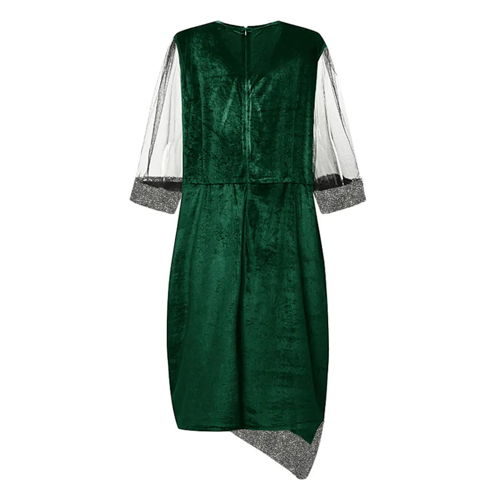 Ada - Women's Sequin Party Midi Dress with Mesh Sleeves - photo 3