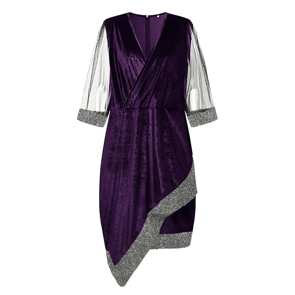 Ada - Women's Sequin Party Midi Dress with Mesh Sleeves - photo 6