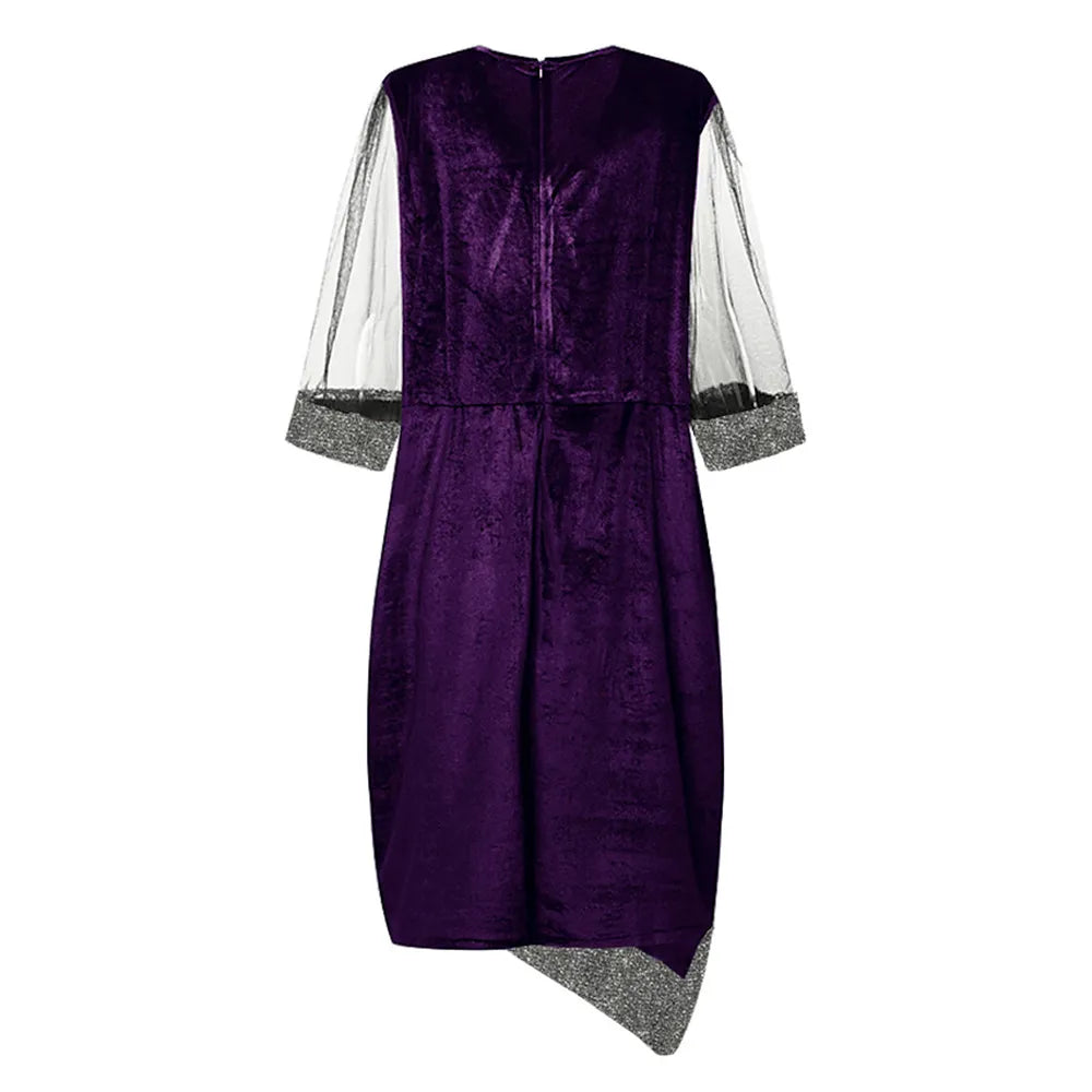 Ada - Women's Sequin Party Midi Dress with Mesh Sleeves - photo 7