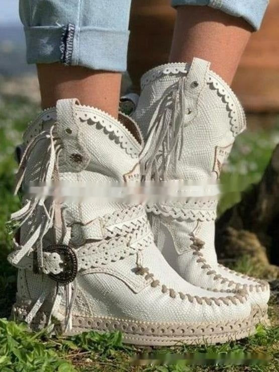 Adele - Women's Boho Fringe Ankle Boots - photo 6