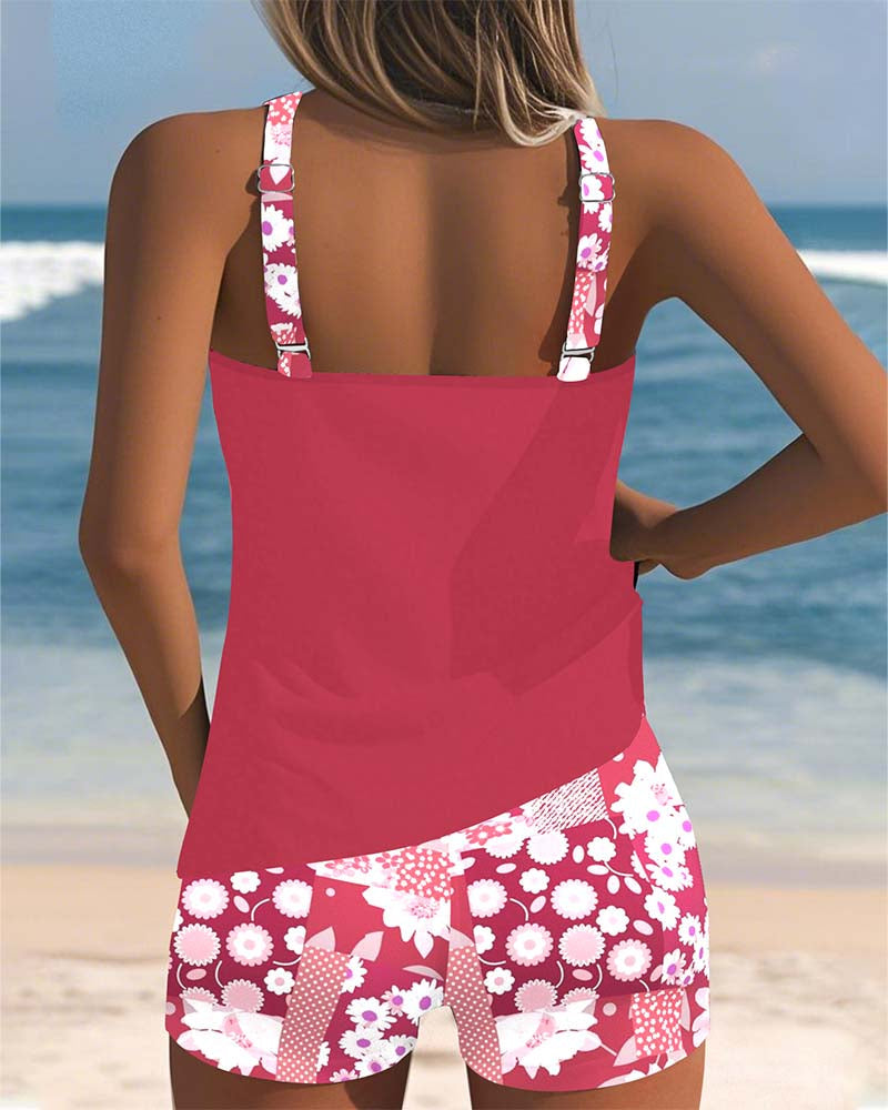 Debbie - Women's Printed Long Two-Piece Set with Straps