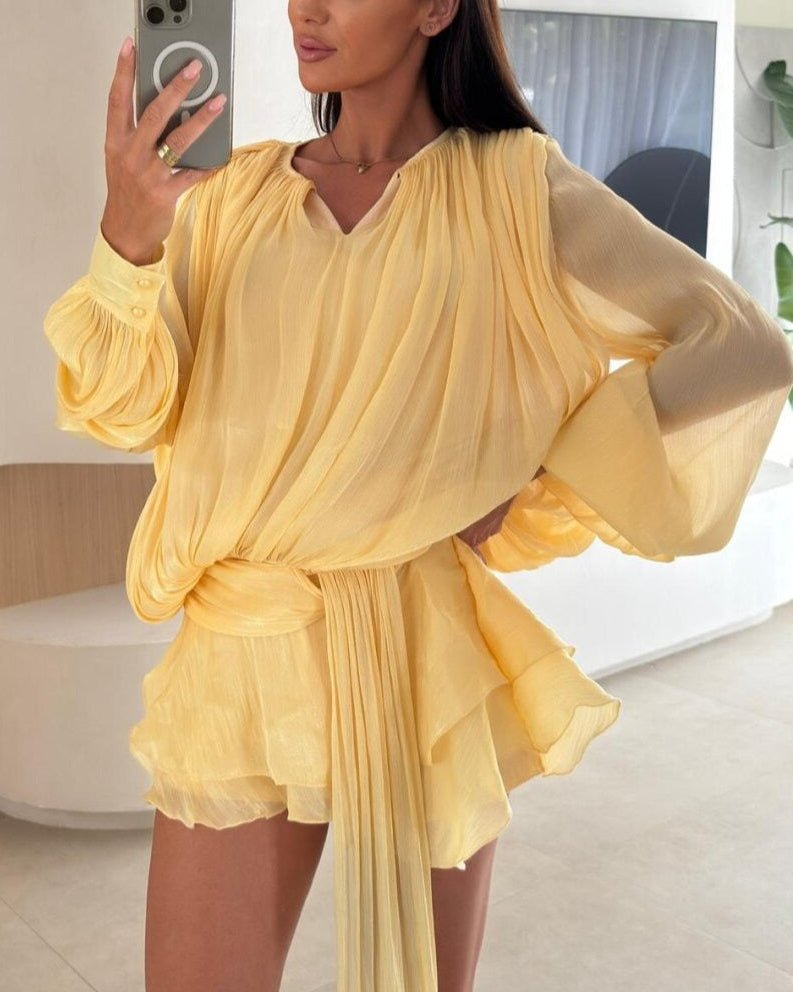 Alena - Women's Relaxed Mini Dress with Pleats - photo 5
