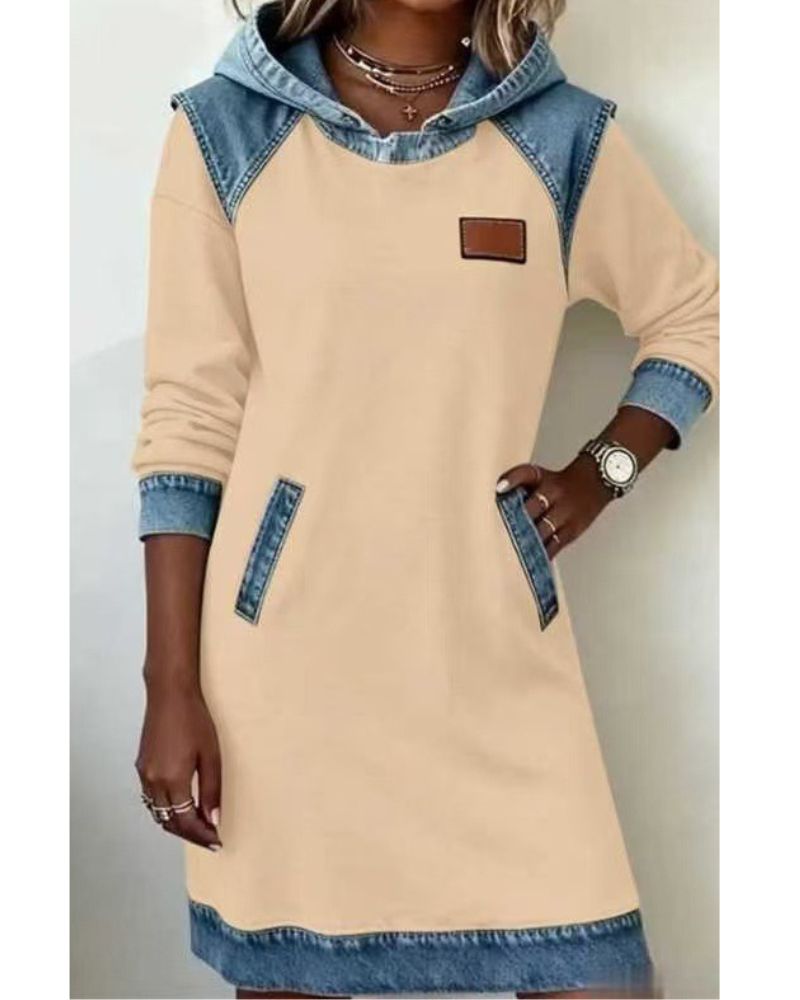 Amara - Women's Dress in Denim with Hood - photo 4
