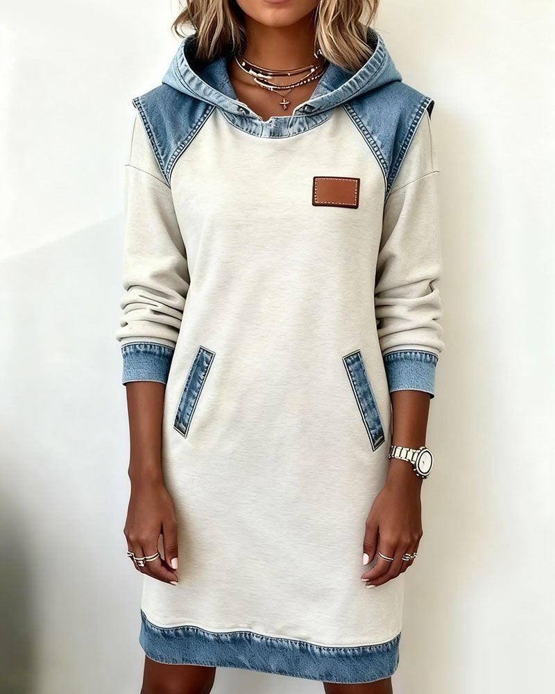 Amara - Women's Dress in Denim with Hood - photo 8