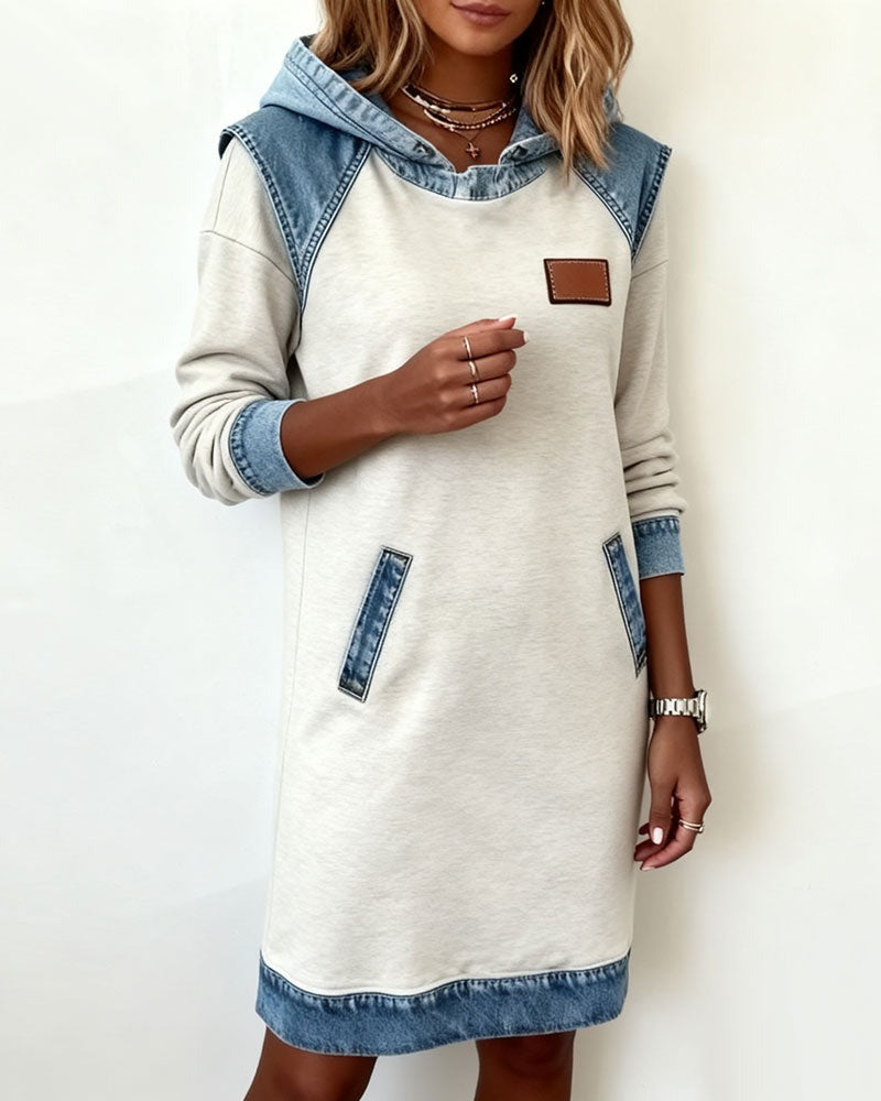 Amara - Women's Dress in Denim with Hood - photo 9