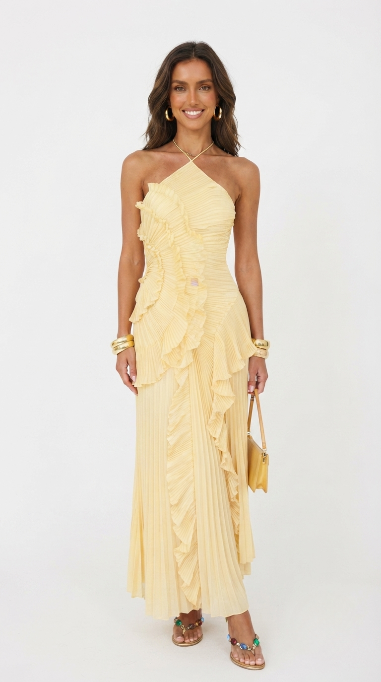 Amara - Women's Maxi Dress with Pleats - photo 1