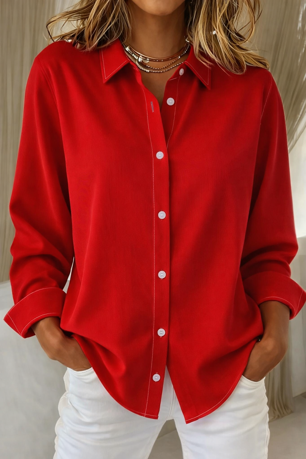 Dora - Women's Relaxed Blouse with Long Sleeves