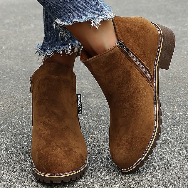 Amity - Women's Round Toe Ankle Boots with Side Zip and Block Heel - photo 11