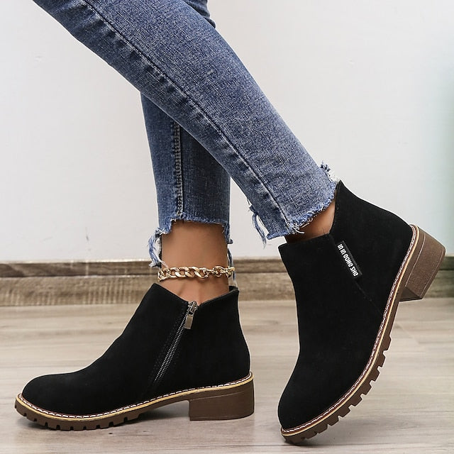 Amity - Women's Round Toe Ankle Boots with Side Zip and Block Heel - photo 12