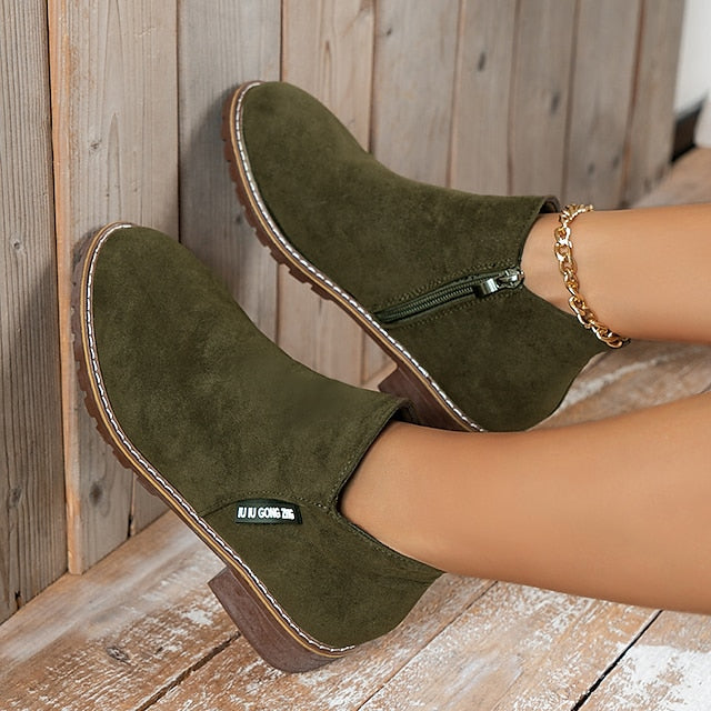 Amity - Women's Round Toe Ankle Boots with Side Zip and Block Heel - photo 2