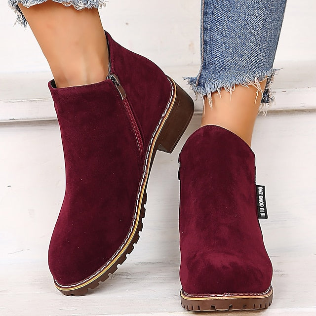 Amity - Women's Round Toe Ankle Boots with Side Zip and Block Heel - photo 4