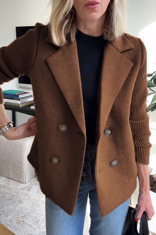 Sadie - Women's Double-Breasted Knit Sleeve Blazer