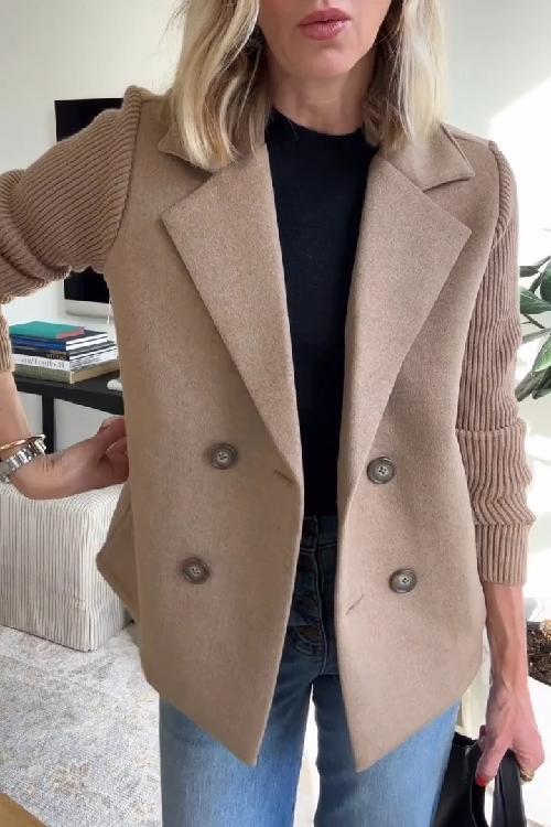 Sadie - Women's Double-Breasted Knit Sleeve Blazer