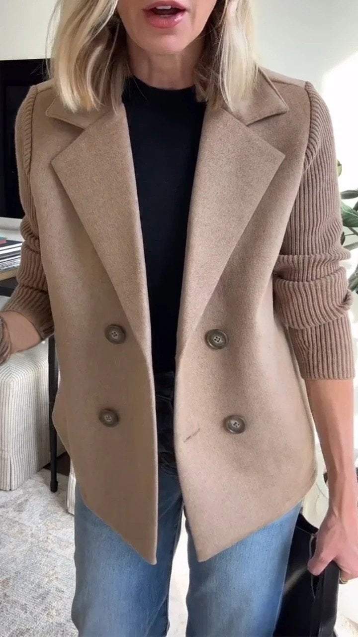 Sadie - Women's Double-Breasted Knit Sleeve Blazer
