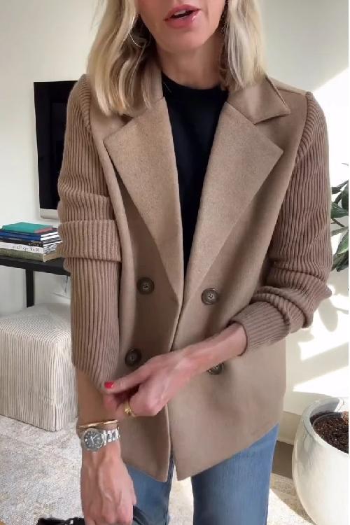 Sadie - Women's Double-Breasted Knit Sleeve Blazer
