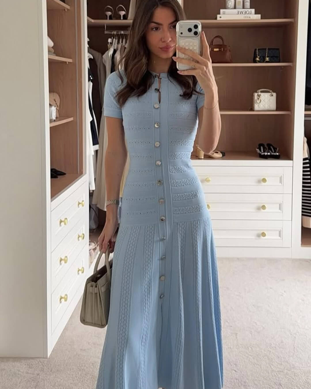 Angie - Women's Midi Dress in Ribbed Knit - photo 1