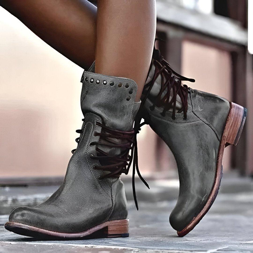 Ramona - Women's Lace-Up Leather Boots for Style and Comfort