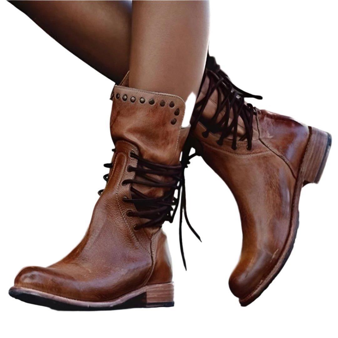 Ramona - Women's Lace-Up Leather Boots for Style and Comfort