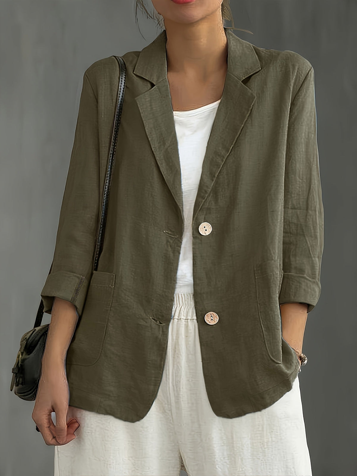 Antonia - Women's Two-Button Blazer with Roll-Up Sleeves