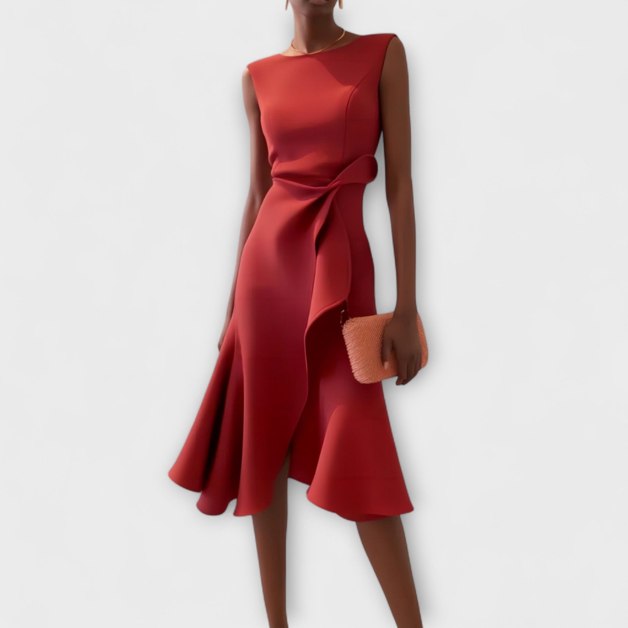 Elaine - Women's Flowing Midi Dress with No Sleeves