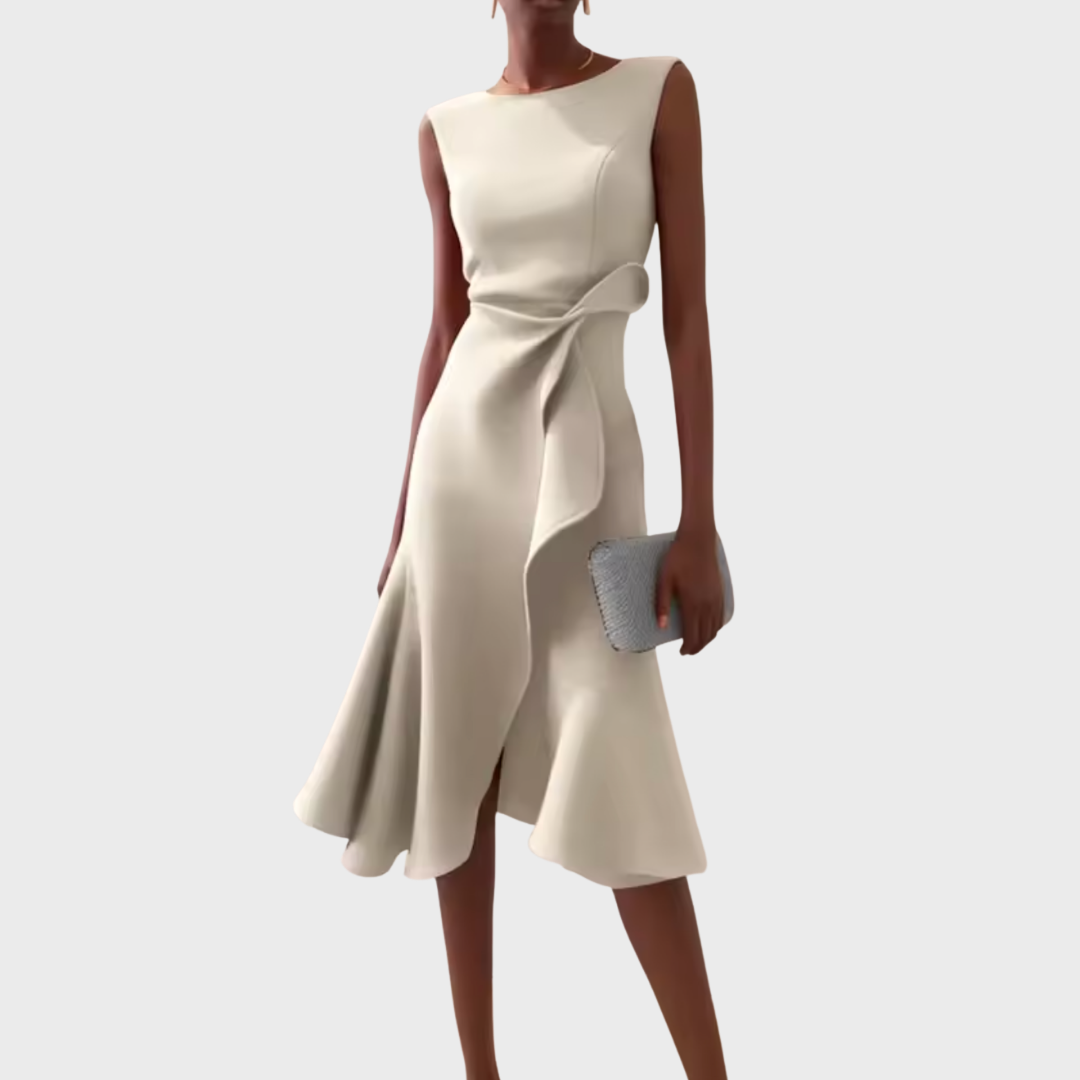 Elaine - Women's Flowing Midi Dress with No Sleeves